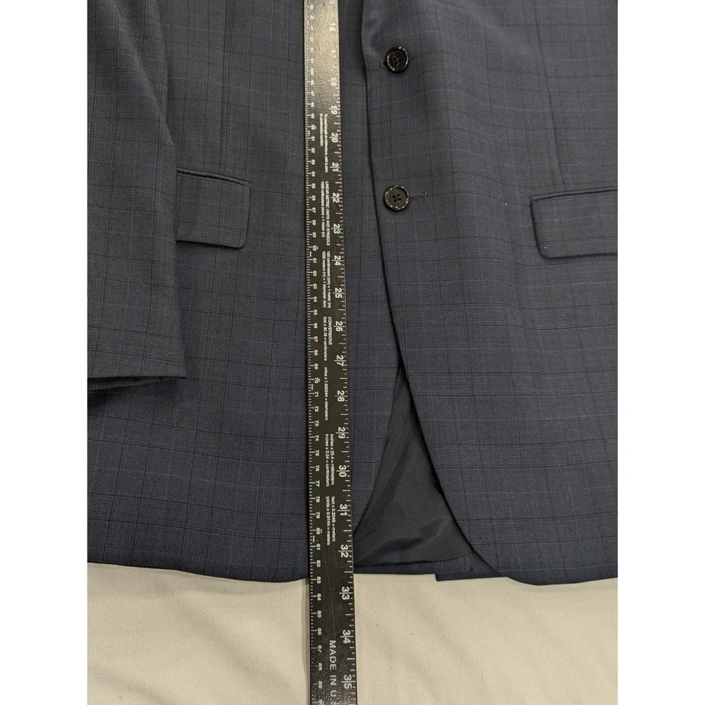 Hart Schaffner MARX Wool‎ Blazer Gray Subtle Window Pane Jacket 40L 44